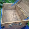 Antique Oak And Pine Metal Bound Brass Studded Dome Trunk.