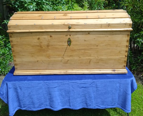 Vintage "Dutch" Domed Pine Blanket Box/Trunk. SOLD.