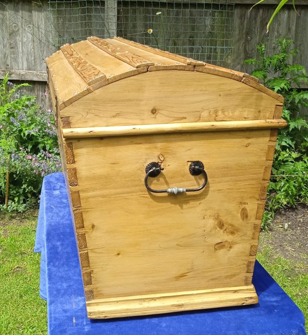 Vintage "Dutch" Domed Pine Blanket Box/Trunk. SOLD.