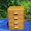 Antique Oak 4 Drawer School, Filing Chest with Darlington Label. SOLD.