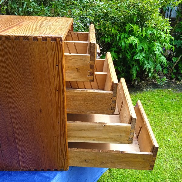 Antique Oak 4 Drawer School, Filing Chest with Darlington Label. SOLD.