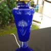 Bohemian Cobalt Blue Cut Crystal Glass Mushroom Table Lamp. C1950's/1960's. SOLD.