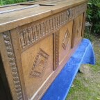 Antique Oak Coffer With Carved Panel Detail. Circa 1840. SOLD.