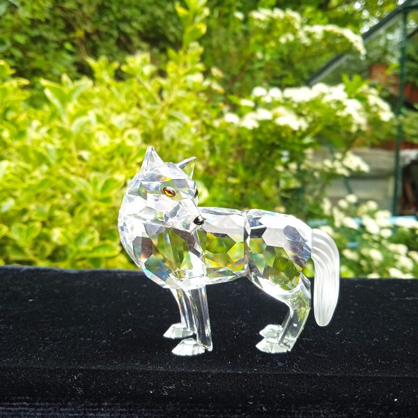 Swarovski Silver Crystal Retired "Woodland Friends" Large Wolf. No 207549. Boxed. SOLD.