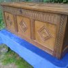 Antique Oak Coffer With Carved Panel Detail. Circa 1840. SOLD.
