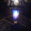 Bohemian Cobalt Blue Cut Crystal Glass Mushroom Table Lamp. C1950's/1960's. SOLD.