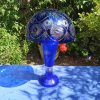 Bohemian Cobalt Blue Cut Crystal Glass Mushroom Table Lamp. C1950's/1960's. SOLD.
