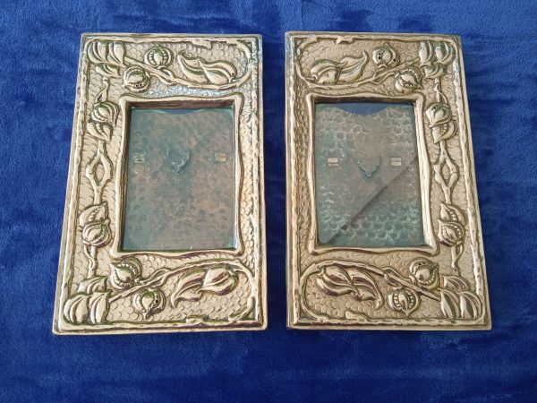Vintage Pair Of Copper Fronted Art Nouveau Glazed Photo Frames. SOLD.