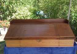 Antique Pine Table Top Writing Slope With Hinged Top.