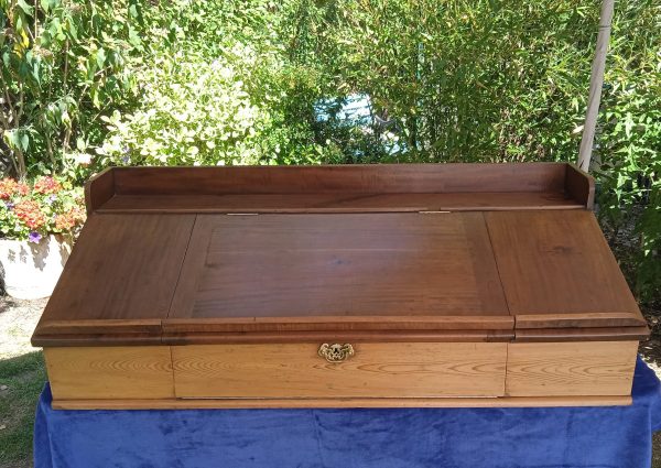 Antique Pine Table Top Writing Slope With Hinged Top.