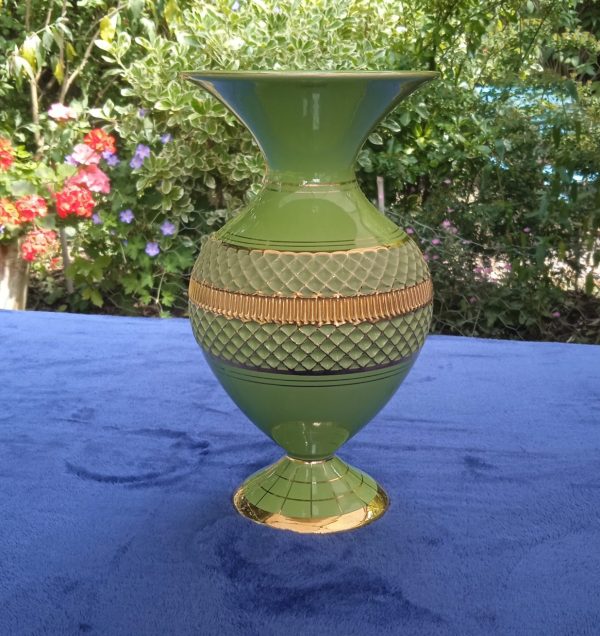Handmade In Italy. Green & Gold Vase. SOLD
