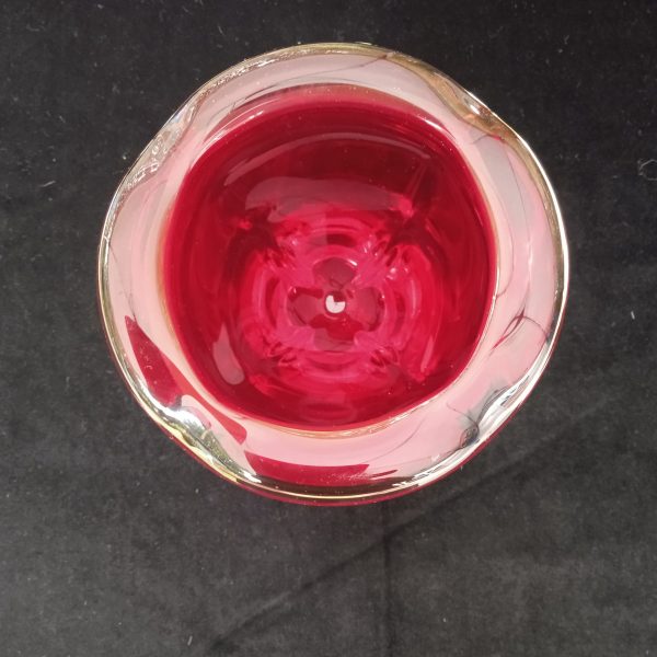 Whitefriars Style Art Glass Ruby Red Molar Vase. SOLD.