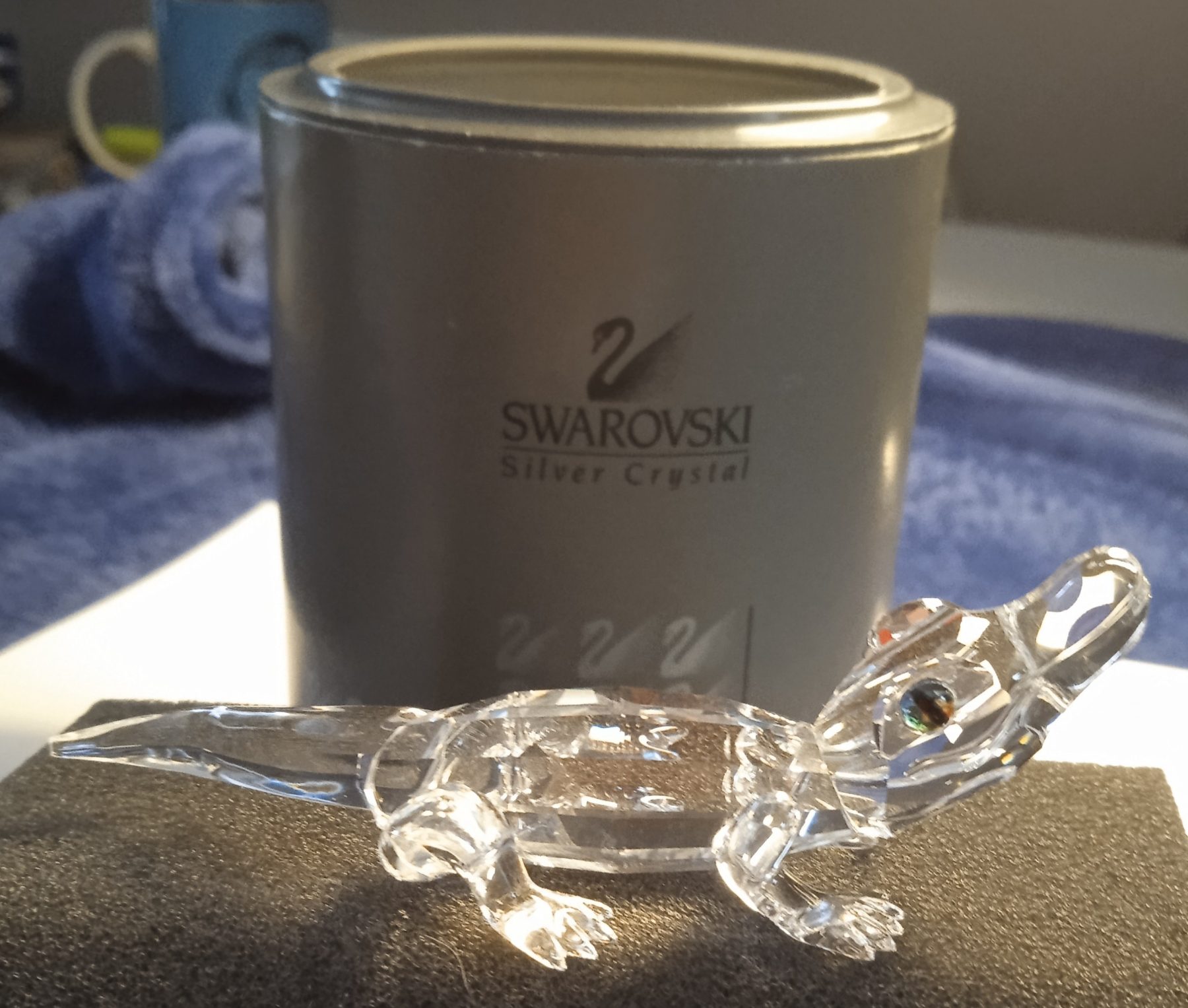 Swarovski Crystal "Endangered Species" Retired Baby Alligator. Boxed.