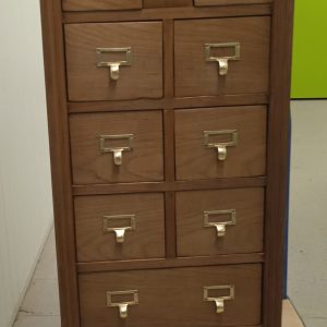 Antique Oak 10 Drawer Upright Filing Chest With Original Brass Fitting. C1900. SOLD.