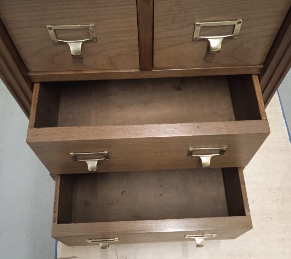 Antique Oak 10 Drawer Upright Filing Chest With Original Brass Fitting. C1900. SOLD.