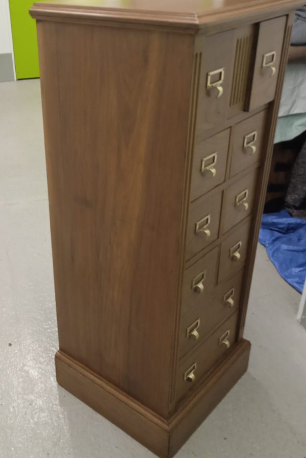 Antique Oak 10 Drawer Upright Filing Chest With Original Brass Fitting. C1900. SOLD.