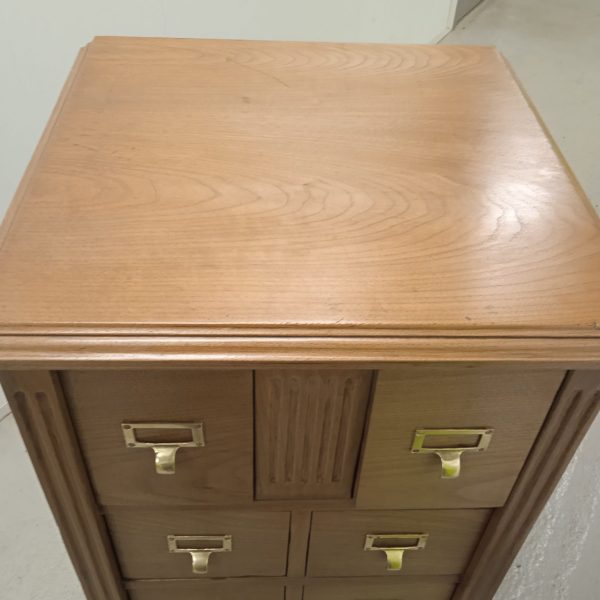 Antique Oak 10 Drawer Upright Filing Chest With Original Brass Fitting. C1900. SOLD.